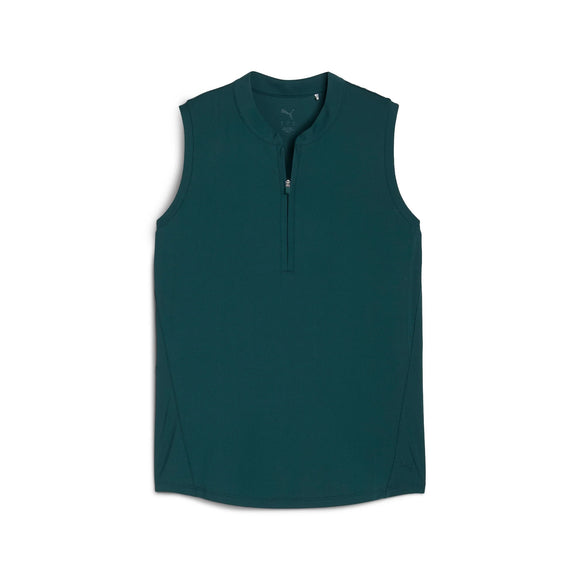 New Puma Women's Aerlon Mock Sleeveless Golf Polo- Green Terrain MSP$60