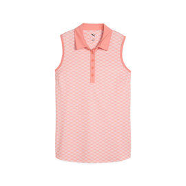 New Puma Women's Cloudspun Scallop Sleeveless Golf Polo- Pink Fruit MSP$65