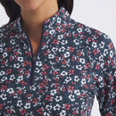 New Puma Women's YouV Floral Burst Golf 1/4 Zip - Deep Navy MSP$70-2