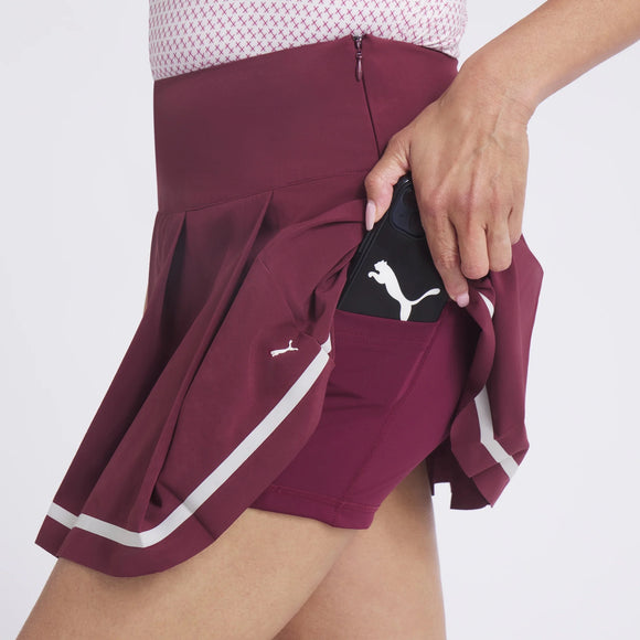 New Puma Women's Stripe Pleated Golf Skort - Ruby Shimmer MSP$75
