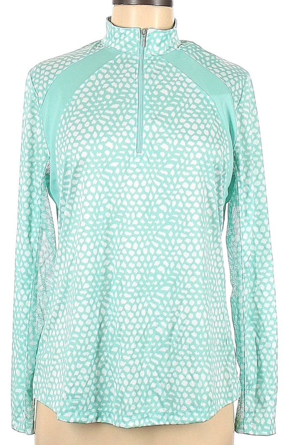 Bermuda Sands Chrissy Long Sleeve Sun Shirt - Aruba Blue  Size M MSP$85