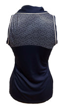 PGA Tour Navy Sleeveless Polo w/ Woven White Print Size S-2