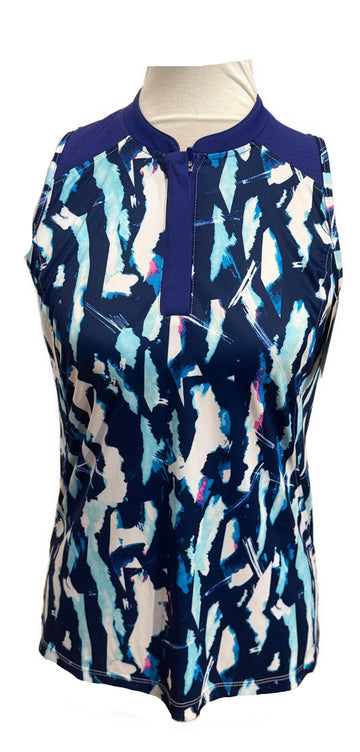 Slazenger Golf Cyanotype Print Sleeveless Polo Size S