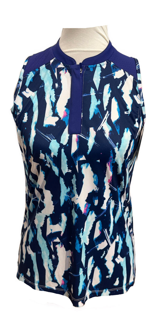 Slazenger Golf Cyanotype Print Sleeveless Polo Size S