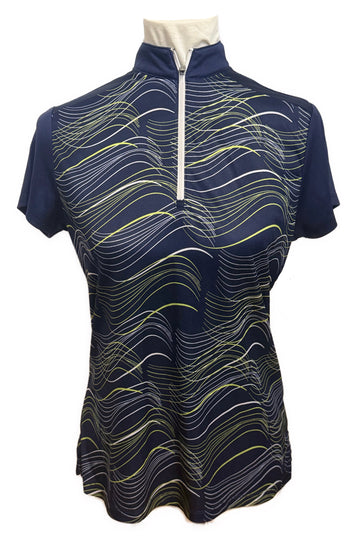 Callaway Opti-Dri Lime & White Wave Navy Polo Size M
