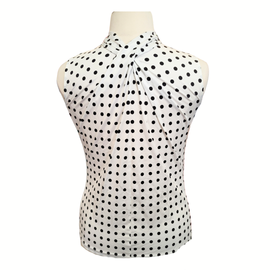 Kinona Black and White Polka Dot Twist Golf Sleeveless Top Size XS
