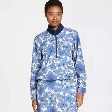 Walter Hagen Blue & White Blooms Wind Pullover Size M
