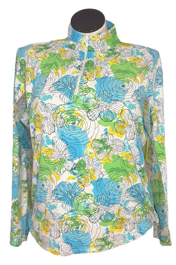 Ibkul Paddy Print Long Sleeve Sun Shirt Size XL
