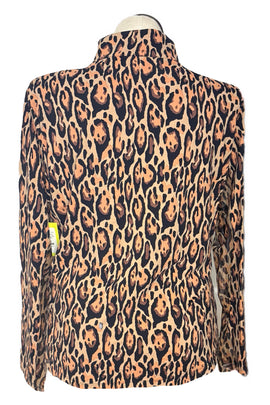 Ibkul Leopard Print Long Sleeve Zip Mock Sun Shirt Size XXL - 0