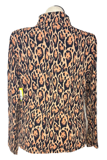 Ibkul Leopard Print Long Sleeve Zip Mock Sun Shirt Size XXL - 0