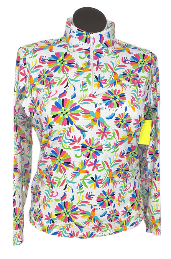 Ibkul Estela Print Long Sleeve Mock Neck Top Size L - MSP$100