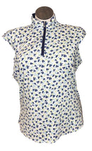 San Soleil Women's Navy & Green Clover Print Cap Sleeve Top Size XL-1