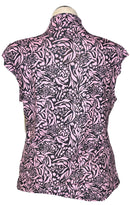 San Soleil Women's Pink & Black Floral Cap Sleeve Golf Top Size XL-2