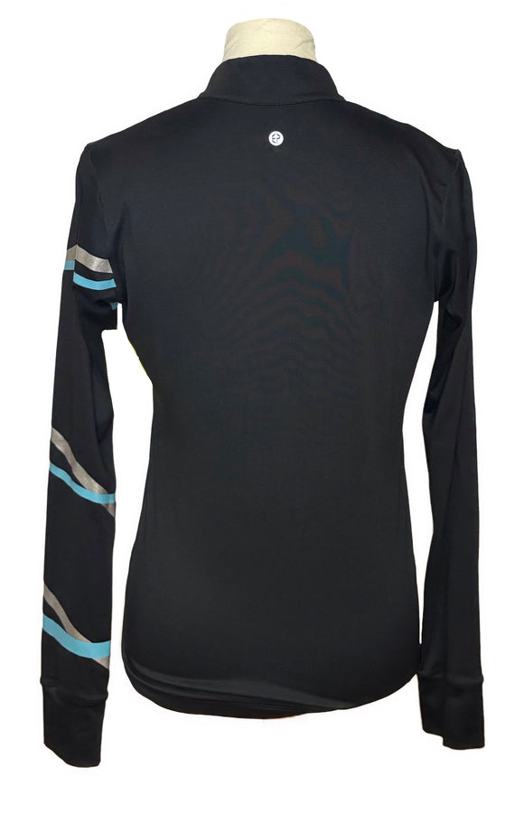 EP NY Black Pullover w/ Metallic Silver & Aqua Accents Size S