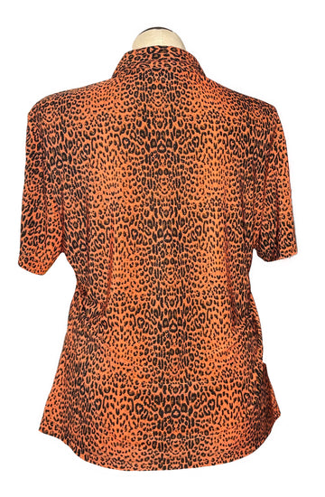 Monterey Club Orange Sparkle Animal Print Polo Size XXL - 0