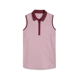 New Puma Women's Clouspun Scallop Sleeveless Golf Polo - Ruby Shimmer MSP$65 - 0