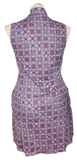Greg Norman Play Dry Purple Mosaic Print Dress Size L - 0