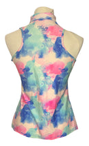 Tzu Tzu Women's Teal & Pink Watercolor Print Sleeveless Golf Top Size M-2
