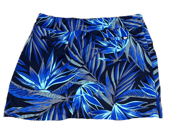 Tail Women's Black & Blue Leaf Print Golf Skort Size XL
