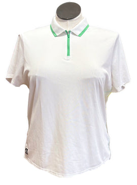 Adidas Women's White Short Sleeve Golf Top w/Green Accents Size XL