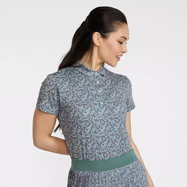 New Bad Birdie Women's Core Golf Polo - Ditsy Down -Dark Forest