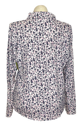 San Soleil Women's Pink & Navy Cocktail Print Golf Pullover Size XXL - 0