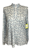 San Soleil Women's Light Blue & Black Paisley Print Golf Pullover Size XXL-1