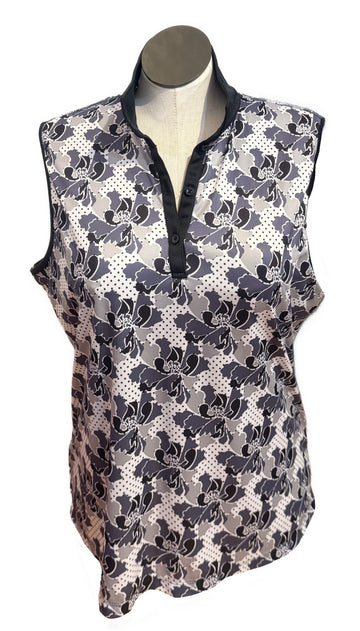 Monterey Club Women's Gray Floral Sleeveless Golf Top Size XXL