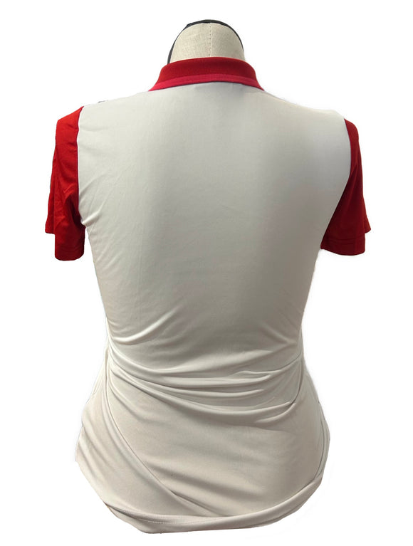 J.Lindeberg Women's Color Block White & Red Golf Polo Size M MSP$105