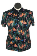 Bad Birdie Women's Black Birds of Paradise Short Sleeve Golf Polo Size XL MSP$78-1