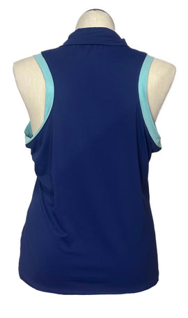 EP NY Women's Navy Sleeveless Golf Top w/Teal Accents Size XL - 0