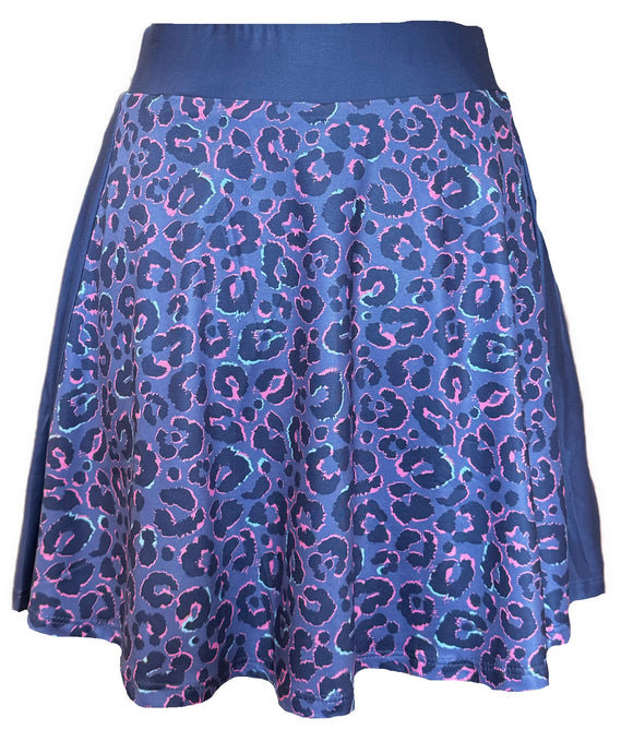 Sunday Swagger Slate Blue Cheetah Print Women's Golf Skort - Wildcat