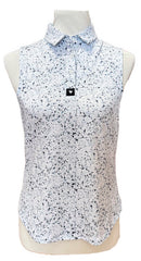New Bad Birdie Women's Sleeveless Paint Splatter 3 Golf Top - Navy-1
