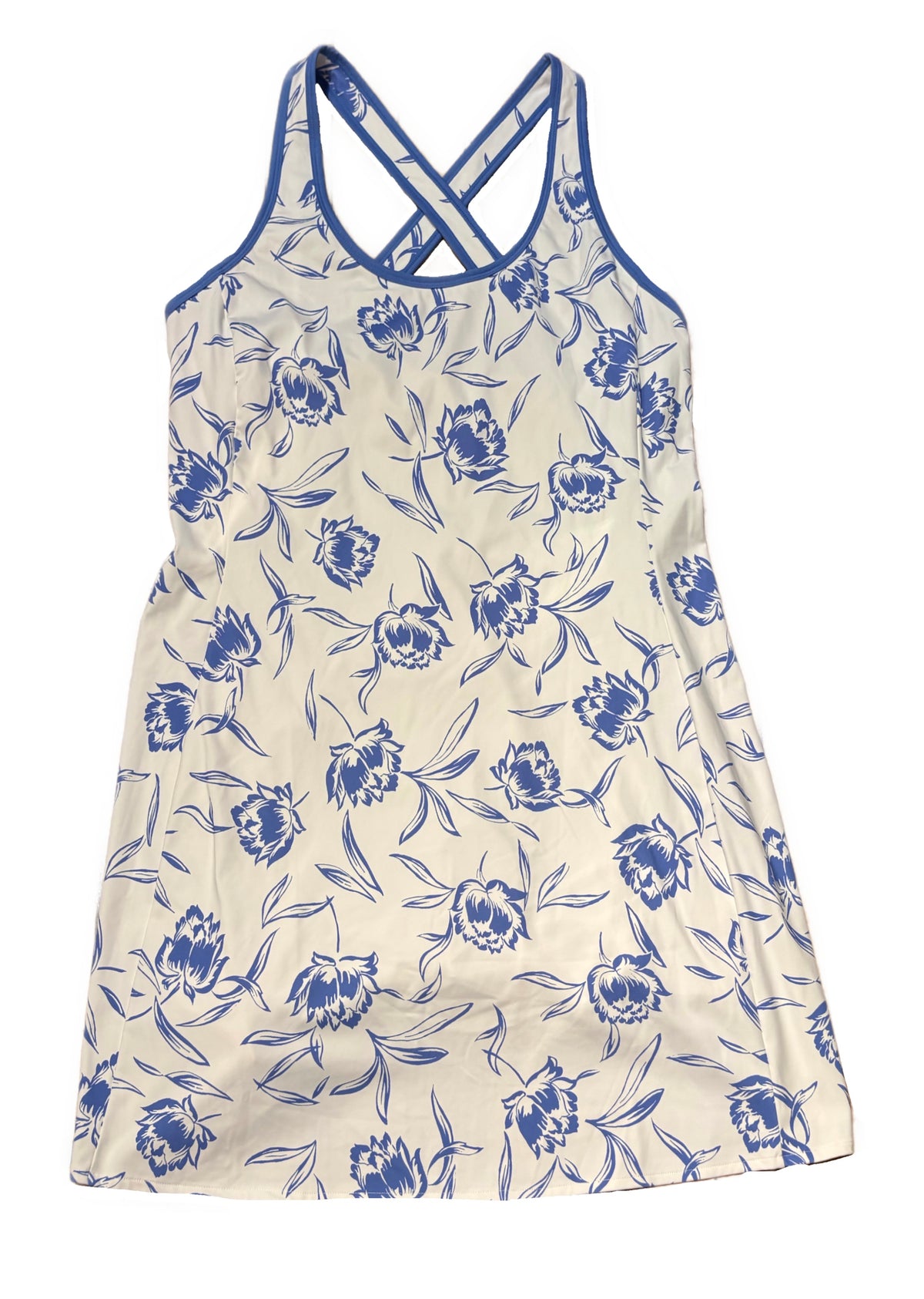blue and white athletic dress RLX Ralph Lauren Women's Sleeveless Drywick Interlock Tennis Print Dress, Floral/Summer Blue, Large 2024week19 Electric Blue Puffed Sleeve flare silhouette Adjustable straps Size:IT 37 - US 7