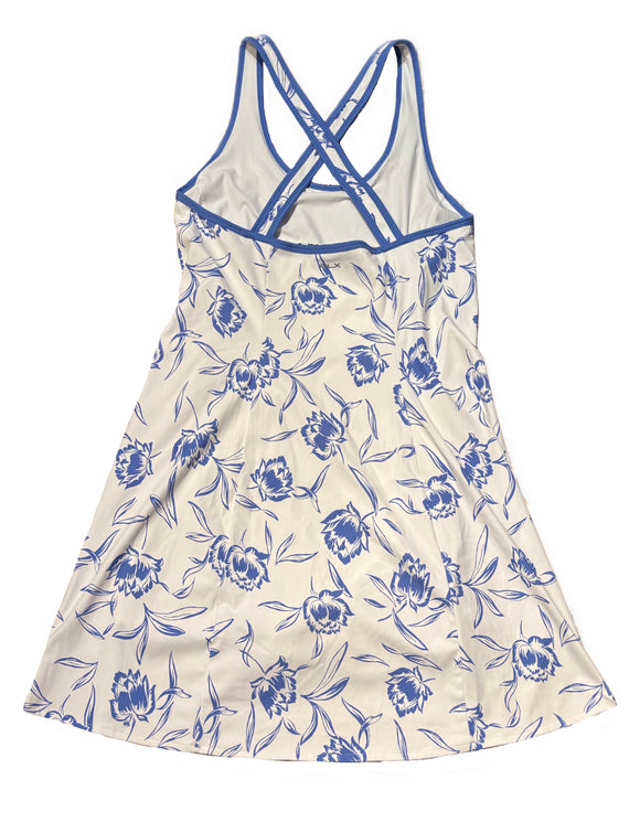 New RLX Women's White & Blue Floral Print Athletic Dress Size L MSP$198