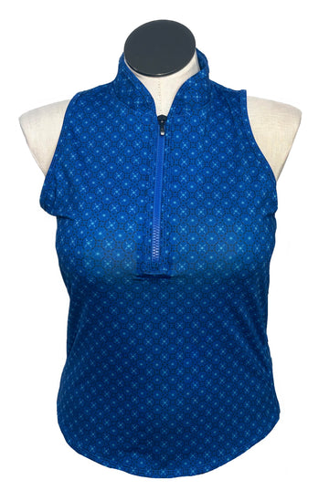 Greyson Women's Blue & Black Patterned Sleeveless Golf Top Size L