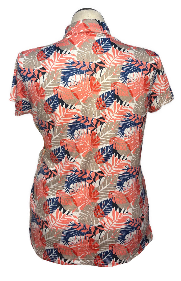 Daily Sports Women's Tan, Coral & Blue Short Sleeve Golf Top Size XL