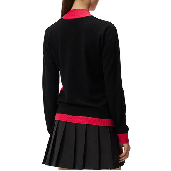 J.Lindeberg Adeline Knitted Golf Mock Rose Red Size XL