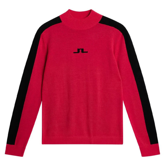 J.Lindeberg Adeline Knitted Golf Mock Rose Red Size XL