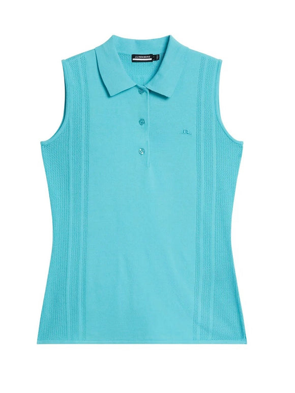 J.Lindeberg Tanja Sleeveless Knitted Shirt- Blue Curacao Size L MSP$140