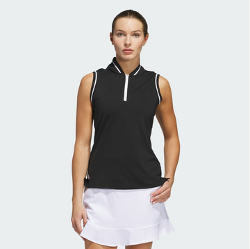 New Adidas Women's Black Ultimate365 Sleeveless Zip Polo Size XL MSP$65