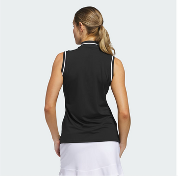 New Adidas Women's Black Ultimate365 Sleeveless Zip Polo Size XL MSP$65 - 0