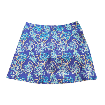 Lulu B Navy and Aqua Print Golf Skort Size L MSP$78
