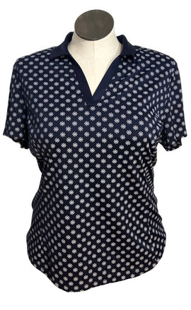 PGA Tour Navy & Periwinkle Starburst Polo Size XL