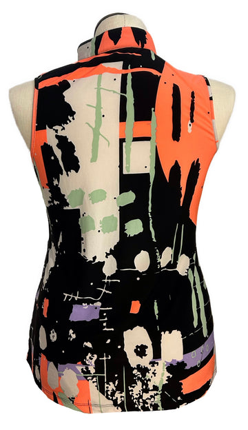Jamie Sadock Simplicity Black Print Sleeveless Golf Top Size L - 0