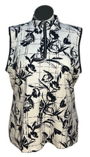 Tail Women's Black & White Grid Floral Print Sleeveless Golf Top Size XXL-1