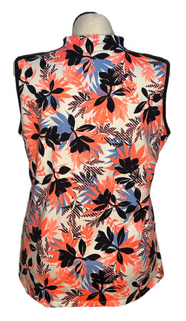 Tail White Label Coral Multicolored Floral Print Sleeveless Golf Top Size XXL - 0