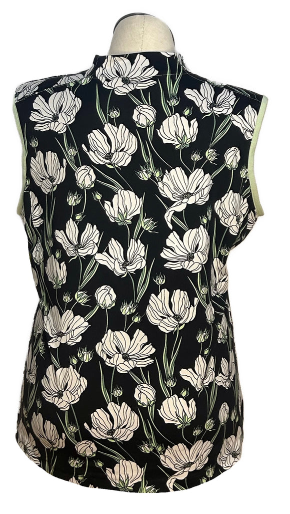 Tail Women's Black, White & Green Floral Sleeveless Golf Top Size XXL