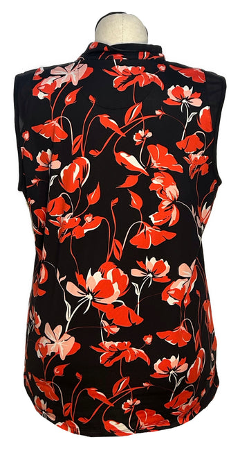 Tail White Label Women's Black & Coral Floral Sleeveless Golf Top Size XXL - 0