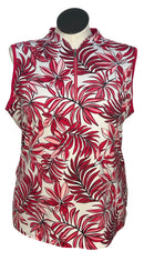 Tail Women's White & Pink Leaf Print Sleeveless Golf Top Size XXL-1
